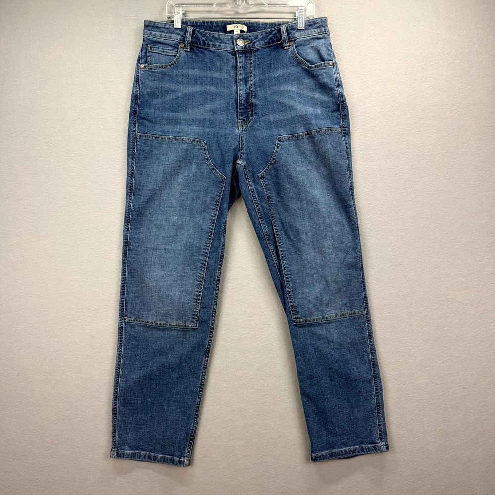 Molly‎ Yeh Jeans Womens 34x29* Blue Denim Double Knee Streetwear Straight Leg